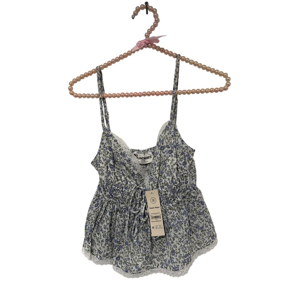 No Boundaries Women's Blue Rose Ditsy Cami Top - Size: XXS